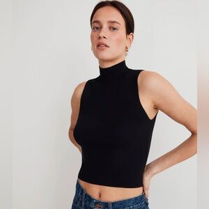 Madewell The Signature Knit Mockneck Sweater Tank in True Black